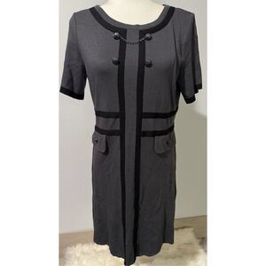 Ming Wang knit dress gray black contrast S